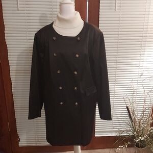 Joan Rivers Elegant 31.5" Black Double-Breasted Trench Coat